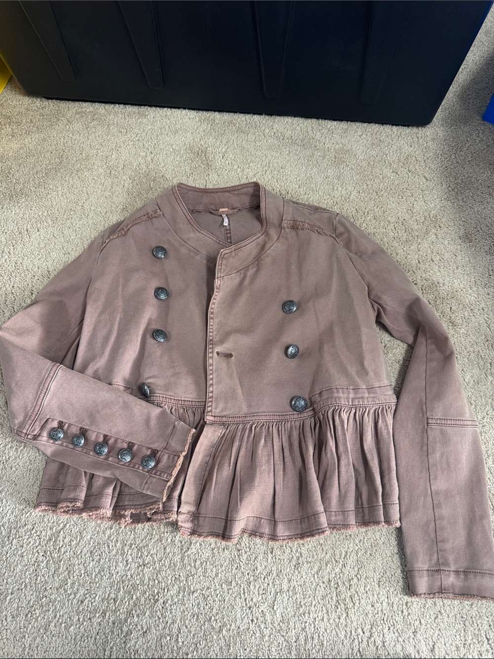 Women's Brown Peplum Military-Style Jacket